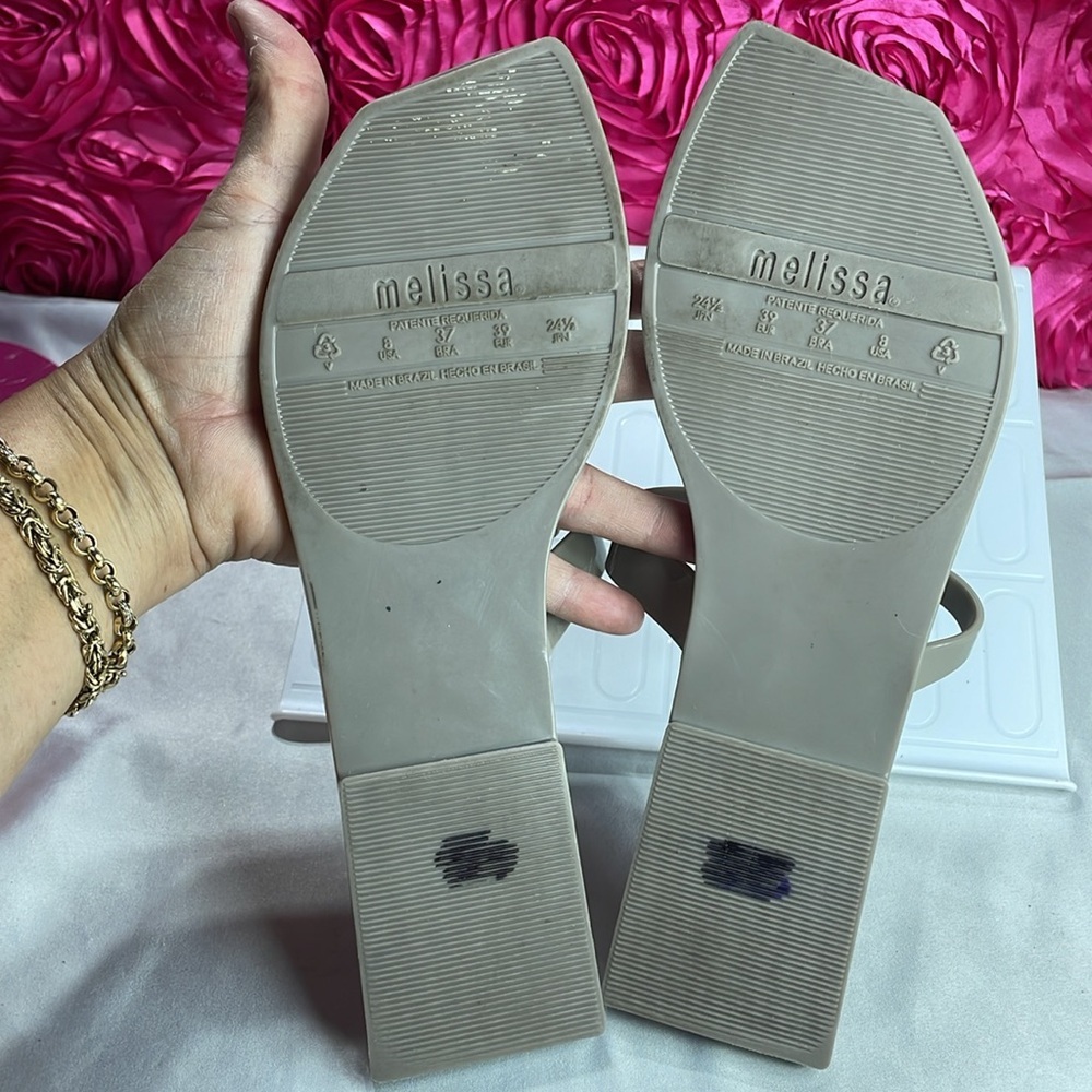 Melissa sandals in grey and silver, blush, size 9 - Picture 4 of 6